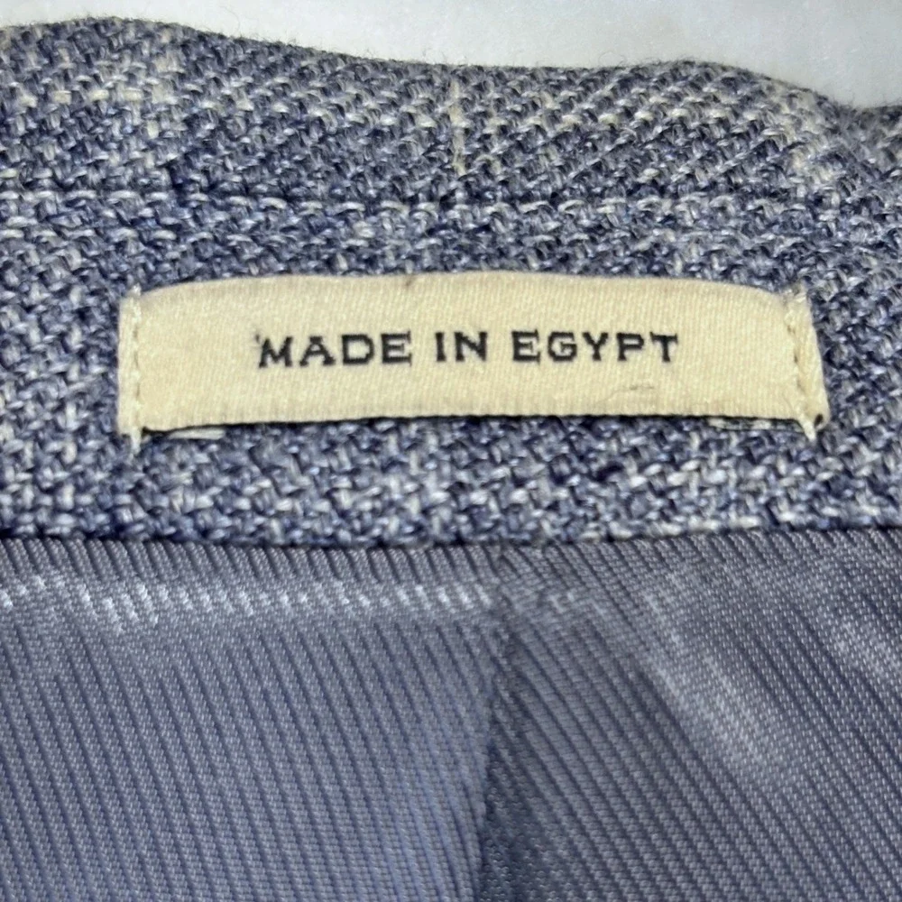 Joseph Abboud Blazer Mens 44S Blue Wool Silk Linen Plaid Sport Coat Heritage
